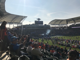 The Chargers take the field.